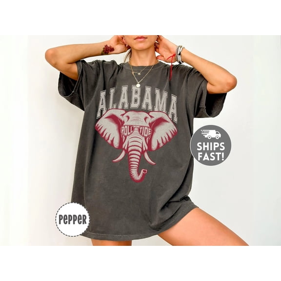 Alabama Football Comfort Color Shirt, Vintage Elephant Game Day Tee, Southern Football Fan Tshirt, Oversized Sports Graphic Shirt, Tailgate Gift