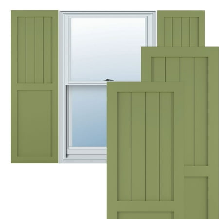 

Ekena Millwork 15 W x 30 H True Fit PVC Farmhouse/Flat Panel Combination Fixed Mount Shutters Moss Green (Per Pair - Hardware Not Included)