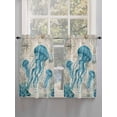 thumbnail image 5 of Teal Jellyfish Coastal Bathroom Window Curtain, Vintage Summer Beach Nautical Light Filtering Coffee Kitchen Curtains, Bedroom Living Room Curtains 2 Panel 84"x54", 5 of 6