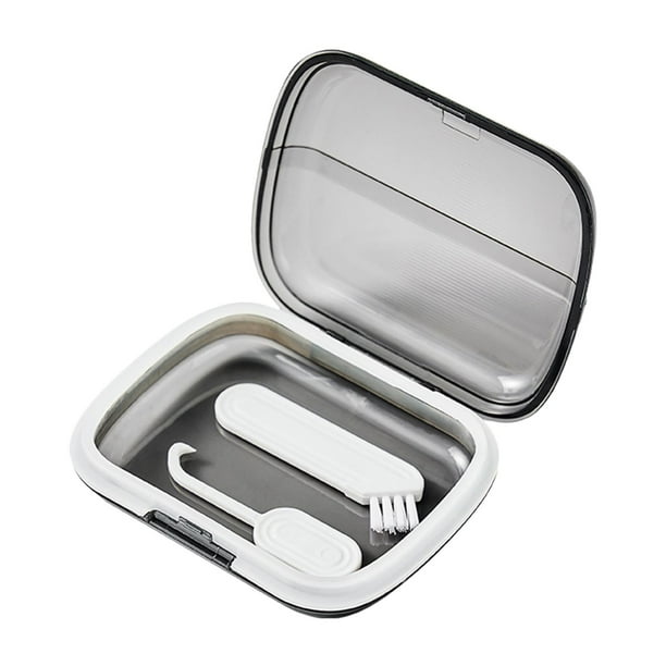 Estuche de viaje para retenedores, estuche para alineadores de dientes, cierre de hebilla sellado de silicona, compacto con Gris
