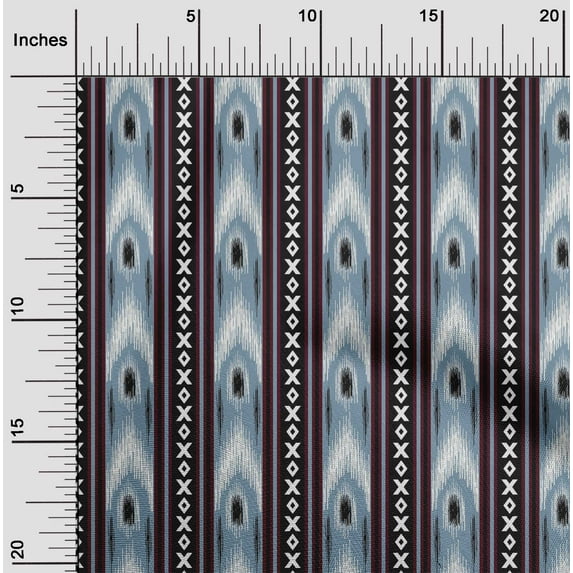 oneOone Organic Cotton Voile Fabric Stripe & Geometric Ikat Print Fabric By The Yard 42 Inch Wide