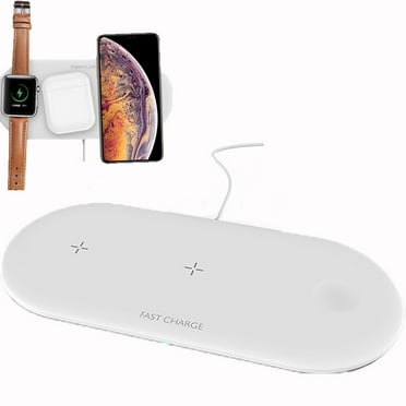 Wireless Charger Pad, 3 in 1 Qi Charger Certified, 10W Fast Charging Station Dock, Compatible with Apple Watch Series 5 4 3 2 1, Apple iPhone and Apple AirPods 2 & Pro (White)