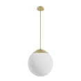 thumbnail image 2 of Hunter - Hepburn 3-light Modern Brass, Medium Size Pendant Light, Dimmable, Mid Century Modern Style, Globe Shaped, for Bedrooms, Dining, Living Rooms - 19850, 2 of 7