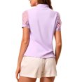 thumbnail image 3 of Allegra K Women's Bow Tie Neck V Neck Stand Collar Short Mesh Sleeve Blouse, 3 of 6