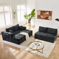 thumbnail image 4 of Leumius 132" U Shaped Sectional Sofa,Chenille Boneless Couch, Modern 4-Seat Upholstered Cloud Couch Sectional with Deep Seat and Cup Holders for Living Room,No Assembly Required,Black, 4 of 12
