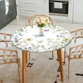 thumbnail image 3 of Spring Summer Flower Round Fitted Tablecloth with Elastic Edge Wipeable Table Cloth Waterproof Reusable Outdoor Table Cover for Kitchen Picnic Patry Indoor Fits 36-40" Diameter Round Tables, 3 of 4