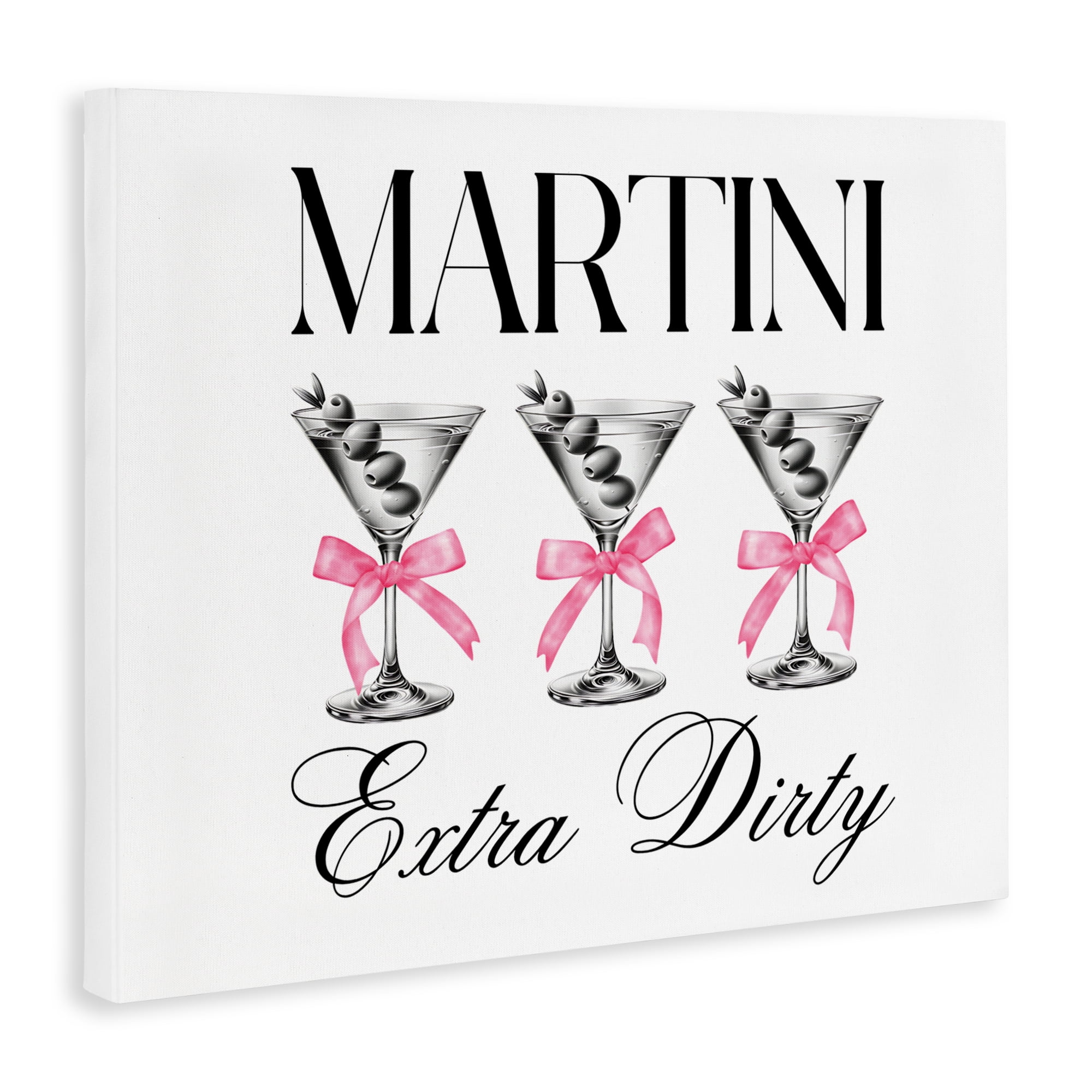 Stupell Industries Pink Ribbon Martini Trio Canvas Wall Art, design by Lettered and Lined