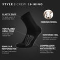 thumbnail image 3 of Calcetines deportivos Socks Daze Wool para mujer y hombre, senderismo, 4 pares, negros, 3 of 7
