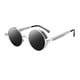 thumbnail image 1 of Gafas de sol redondas góticas Steampunk Gafas de lentes redondas Hombres Mujeres Gris plateado Gris-plata Hugo Gafas de sol retro, 1 of 4