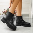 thumbnail image 2 of NECHOLOGY Botas Mujer Adulto Femenino Zapatos Botines mujer Botas de tacón grueso con cordones de cuero de color sólido de estilo británico para mujer (Black, 6.5), 2 of 7