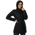 thumbnail image 3 of Women Puffer Jacket Hooded Warm Lightweight Packable Quilted Puffer Coat Outwear (Black, Medium), 3 of 8