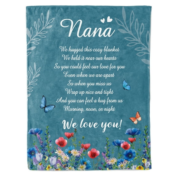 HiiKaa Nana Gifts,Nana Birthday Gifts,Nana Blanket from Grandkids,Nana Gifts for Thanksgiving Mothers Day,We Love You Blanket Gifts for Nana 50" x 60",Green