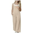 thumbnail image 2 of eczipvz Girl's V Neck Sleeveless Jumpsuits Spaghetti Straps Long Pants Rompers With Pockets Girls Sleeveless Jumpsuit Khaki|4-5 Years, 2 of 7