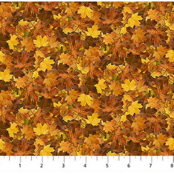 Cotton Naturescapes Autumn Woodland Leaves Leaf Fall Trees Oak Northcott Cotton Fabric Print by the Yard (DP28416-37)