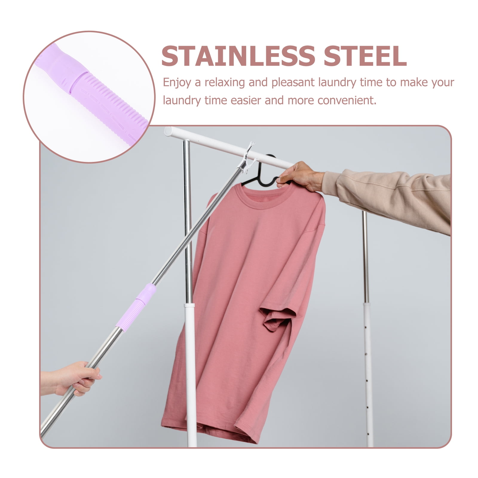 Pole Clothes Closet Rod Reach Stick Hook Reaching Retractable Long  Telescoping Garment Drying Hanger Sticks Dressing