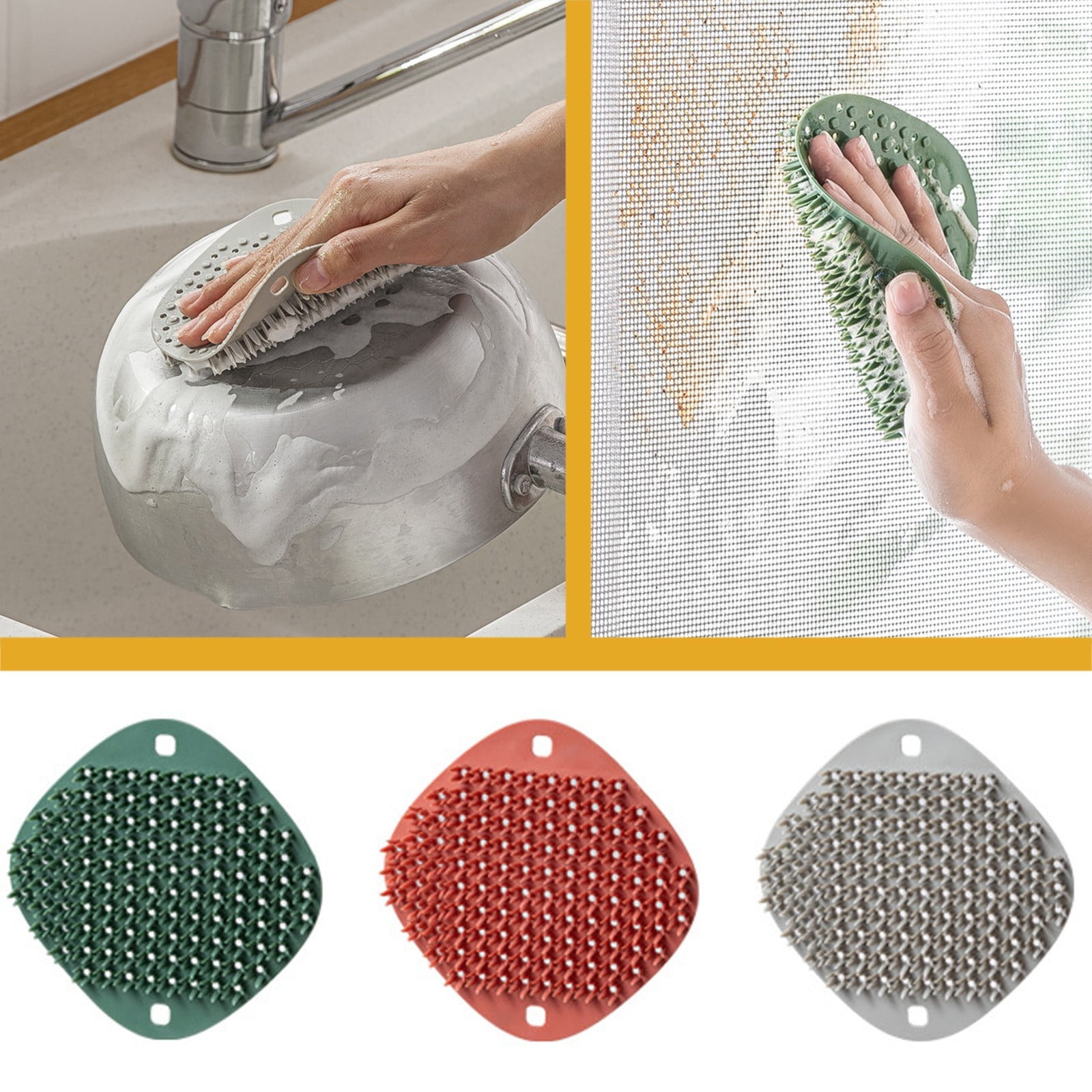 OAVQHLG3B Kitchen Sink Squeegee and Countertop Brush, Multi-Purpose, Cleans  Wet and Dry Spills, Dishwasher Safe