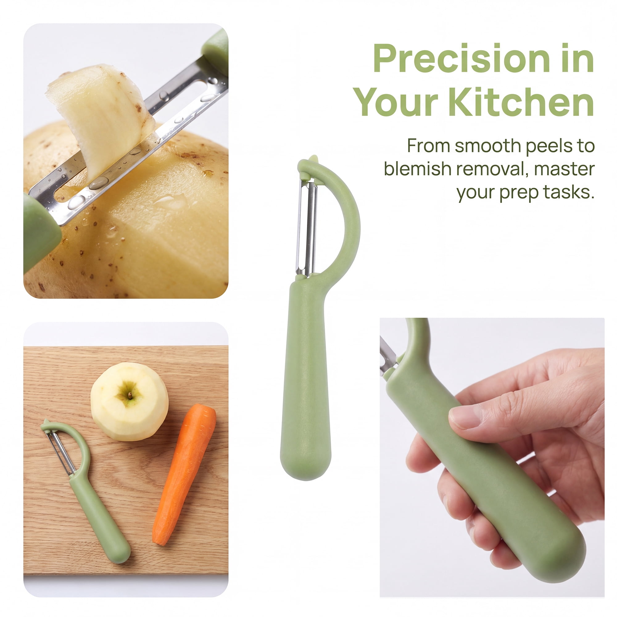 Unique Bargains Plastic Apple and Potato Peeler with Ergonomic Handle Green 6.5x1.4 inch