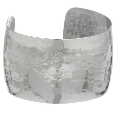 Stainless Steel Plain Hammer Wide Cuff Bangle