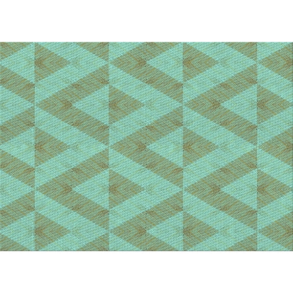 Ahgly Company Machine Washable Indoor Rectangle Transitional Blue Green Area Rugs, 5' x 7'