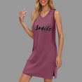thumbnail image 1 of WILLBEST Vestidos De Verano Para Mujer, Belleza, Con Escote En V, Color Sólido, Sin Mangas, Abertura, Suelto Y Cómodo, Vestido De Playa Con Estampado De Letras, 1 of 3