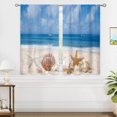 thumbnail image 4 of Beach Starfish Seashell Small Kitchen Curtains Ocean Coastal Window Treatment Nautical Sea Cafe Short Window Curtains for Bathroom Dining Room Scenery Tier Treatment Drapes 27.5x39 inch, 4 of 6