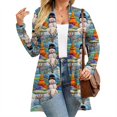thumbnail image 6 of Women's Fall and Winter Fashion Casual Print Long Sleeve Mid-Length Cardigan Jacket, Christmas Theme for Holiday Season,Sky Blue,XL, 6 of 6