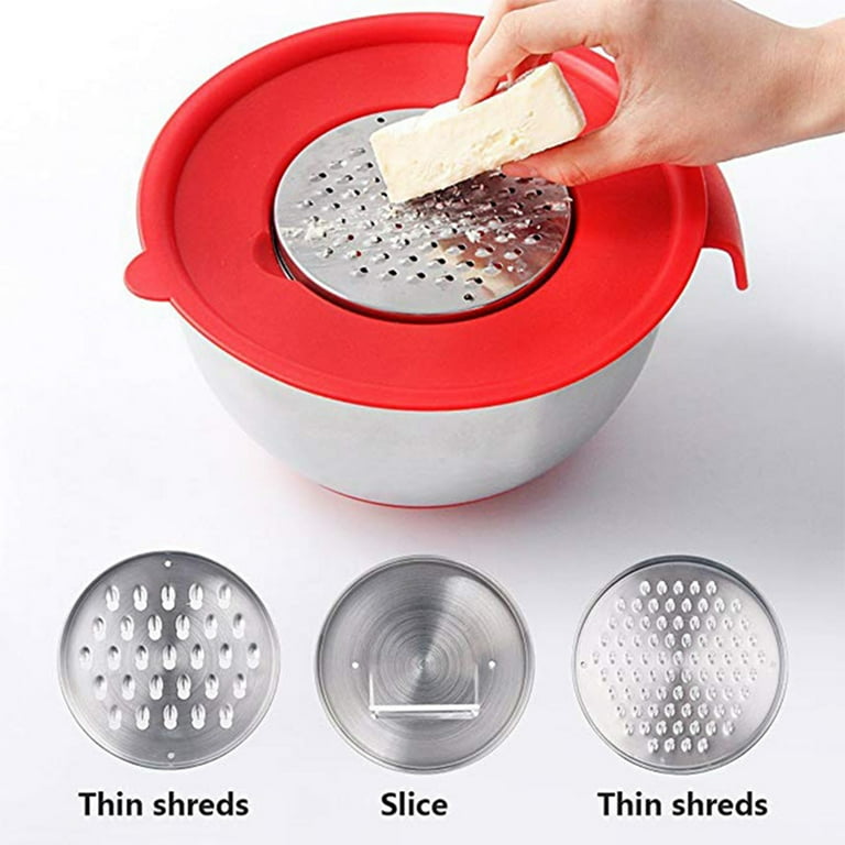 Stainless Steel Mixing Bowls With lid Handle Non-Slip Silicone Base DIY Cake  Baking Mixer Bowl Salad Grater Kitchen Cooking Tool