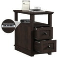 thumbnail image 5 of FAGAGA End Table for Living Room with 2 Drawers, Retro Sofa Side Table with Charging Station, Wooden Nightstand with Storage for Bedroom, Dorm, Office | Espresso, 5 of 10