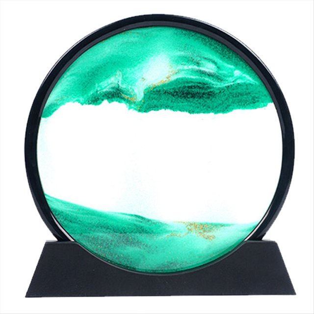 Reloj de 3D con Movediza en Movimiento, Cuadro Artístico Redondo de Cristal con Paisaje Marino, Pintura para Oficina y Hogar.
