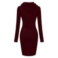 thumbnail image 4 of Lindreshi Sweatshirts for Women Loose Fit with Hood Womens Long Sleeve Solid Colored Pockets Patchwork Casual Long Hooded Sweatershirt Dress, 4 of 5
