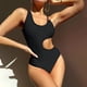 thumbnail image 2 of Traje de baño de una pieza para mujer Traje de baño de cintura lateral abierta Traje de baño de una pieza sólido Bikini OAVQHLG3B Store lin121212, 2 of 4