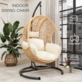 thumbnail image 6 of TQKVIPI Oversized Hanging Egg Chair Outdoor Indoor, Wicker Swing Egg Chair with Stand  Rain Cover UV Resistant Cushion 400lbs Capacity for Bedroom, Patio, Garden and Balcony (Beige-Regular), 6 of 12
