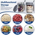 thumbnail image 2 of 2 glass overnight oats jars with lids and spoons for milk, cereal, fruit storage Mason overnight oats jars (350ml), 2 of 4