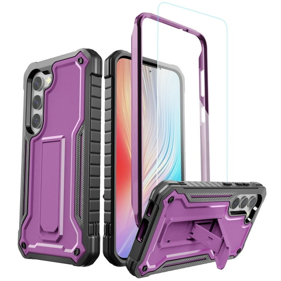 ExoGuard For Samsung Galaxy S23 Case, Phone Case with Screen Protector and Kickstand (Purple)