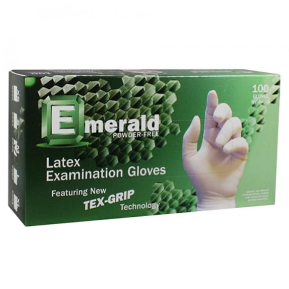 Emerald Latex Powder Free Gloves - Large, 100/Box