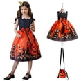 thumbnail image 5 of MUXiin Girls Halloween Pumpkin Pageant Party Dress with Bowknot Gown and Bag Set Halloween Dresses For Kids for 4-5 Years, 5 of 7