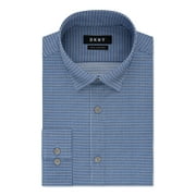DKNY Mens Blue Printed Collared Slim Fit Stretch Dress Shirt M 15.5- 34/35