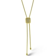Taza-Gold-Tone Rectangular Pave Crystal Pendant on an adjustable chain. Pull either strand to move pendant up or down which can increase or decrease necklace length.Gift for Women Gift for girls.