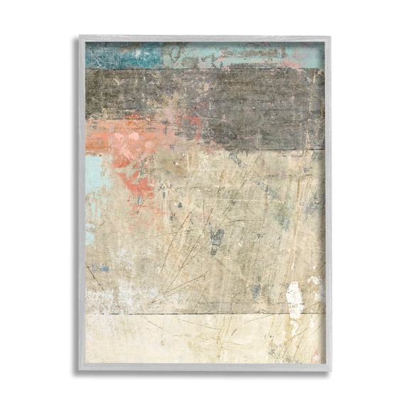 Stupell Industries Urban Layered Abstract Collage Painting Gray Framed Art Print Wall Art, Design by Suzanne Nicoll