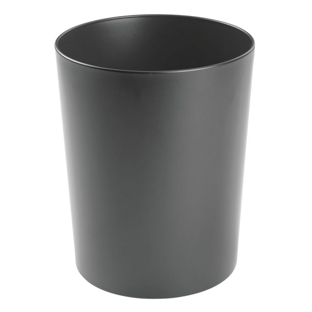 Bote de basura mDesign redondo de metal, 6,4 L, reciclado, gris grafito
