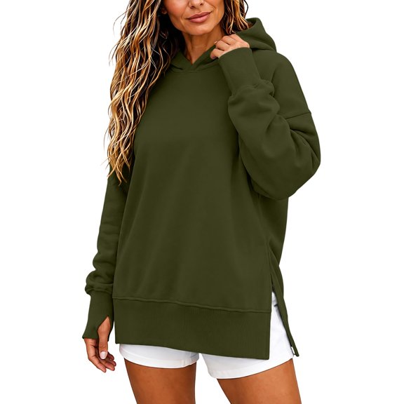 Hurxie Womens Oversized Hoodies Crewneck Sweatshirts Pullover Sweatshirts with Thumb Hole,Y2k Clothes,Fall Fashion Hooded
