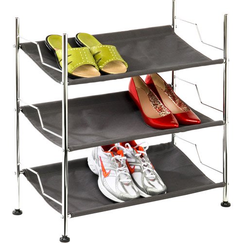 HoneyCanDo 3Tier Sturdy Shoe Rack, Metal, Black and Silver Walmart