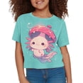 thumbnail image 3 of Uourmeti Girls Axolotl Short Sleeve Tops Size 7-8 Cute Crop Top Mushroom Casual Loose O Neck Sports T-Shirt Kids Summer Clothing, 3 of 6