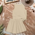 thumbnail image 4 of WTOBBY Women's Summer Casual Two Piece Set Solid Color Vest Sleeveless Top and Shorts Outfit Simple and Stylish for Everyday Summer Fashion ,Khaki M, 4 of 6