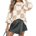 thumbnail image 3 of Suéter de Punto Acanalado de Larga con Cuello Alto y Corte Holgado para Mujer, Ideal para Otoño Caqui M, 3 of 9