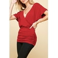 thumbnail image 5 of Made by Johnny Women's V Neck Short Sleeve Wrap Front Drape Dolman Top XXXL RED, 5 of 6
