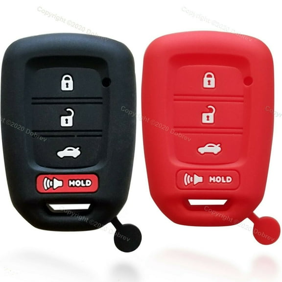 Silicone Rubber Cover Case Protector Fob Entry for Honda Accord CR-V Civic key (black and red)