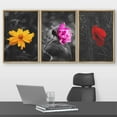 thumbnail image 2 of wall26 3 Panel Framed Canvas Wall Art - Touch of Color Flowers on Black and White Background - Giclee Print Gallery Wrap Modern Home Art Ready to Hang - 24"x36"x3 Natural, 2 of 5