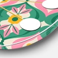 thumbnail image 3 of Designart 'Retro Pattern With Flowers And Leaves Mid-Century Modern Wall Clock, 3 of 4