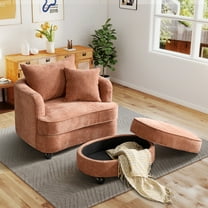 Aukfa Oversized Accent Chair with 2 in 1 Storage Ottoman,Sofa Chaise Chair Armchair for Living Room Bedroom,Orange